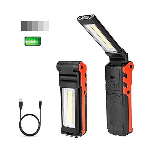 LED作業灯 ポータブル LEDワークライト充電式 USB検査灯 COB懐中電灯 折り畳み式 検査ランプ パワーディスプレイ 付き、無段階調光、マグネットベース 、フック付き 270°回転式、 ガレージメカニック自動車のトラック修理工場 用